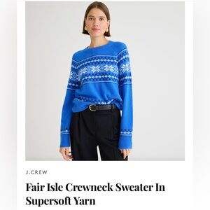 J. Crew Fair Isle crewneck sweater in Supersoft yarn Size Medium-EUC
